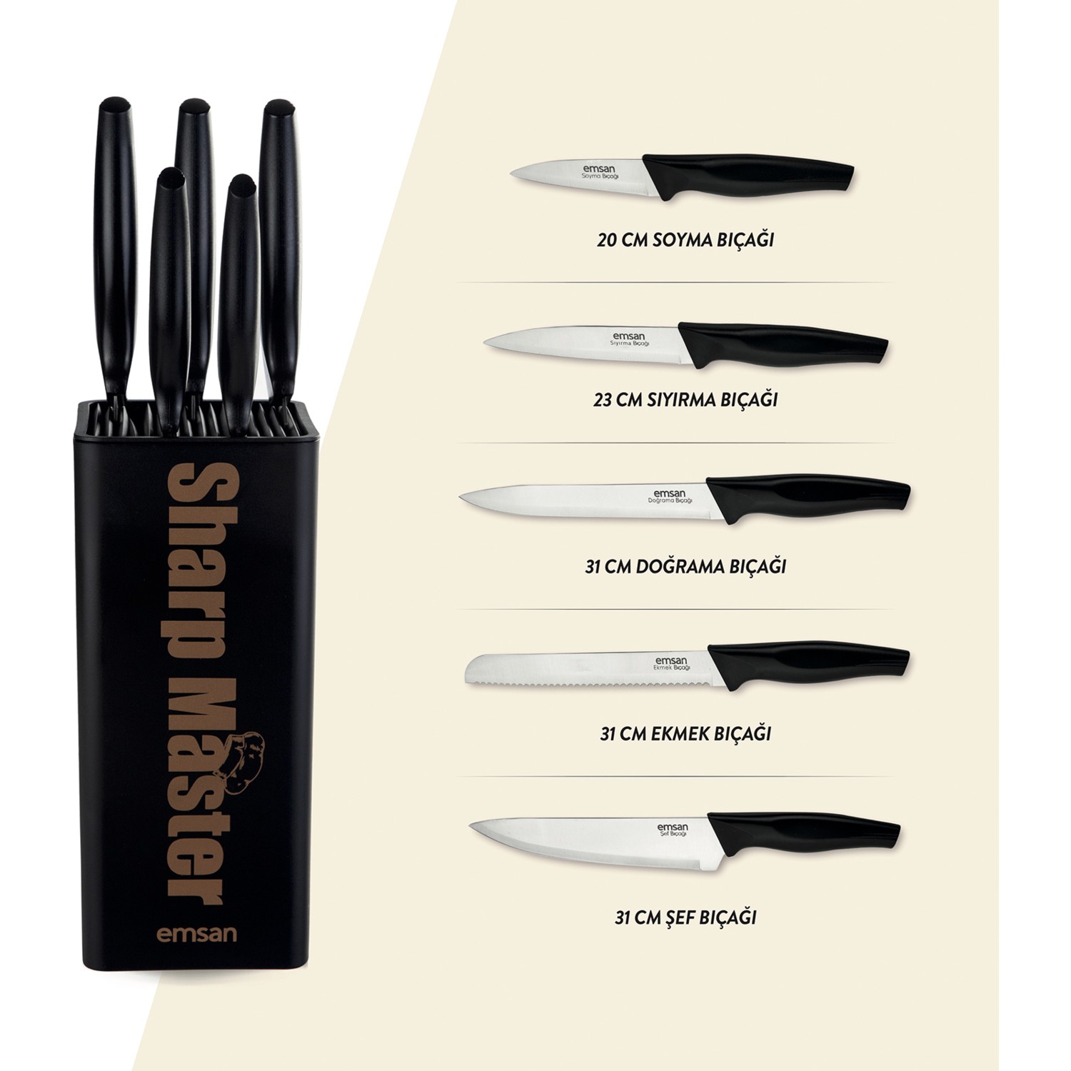 ست چاقوی آشپزخانه 6 پارچه امسان مدل Emsan Sharp Master